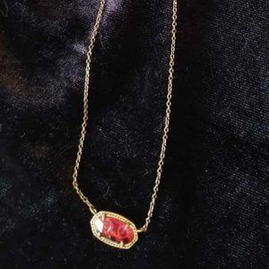 Kendra Scott Elisa Pendant Necklace Berry stone Vintage Gold